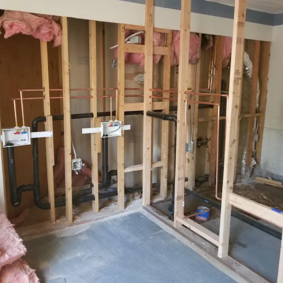 Copper pipe rough-in and plumbing installation in Lackland AFB